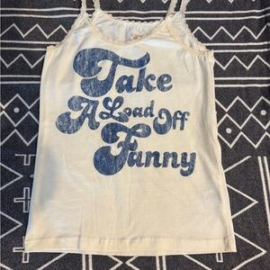 Midnight Rider Ivory lace cami “Take a load off Fanny” size small